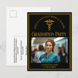 Elegante Abschlussfeier-Fotoparty der medizinische Einladungspostkarte
