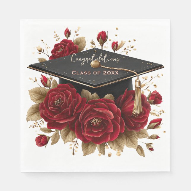Elegante Abschlussfeier • Goldschrift  Serviette (Vorderseite)