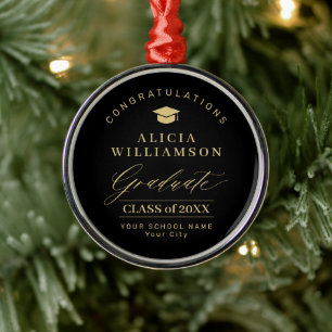 Elegante Abschlussfeier personalisiert gold schwar Ornament Aus Metall