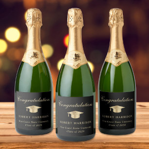 Elegante Abschlusskappe Schwarz Gold Abschlussfeie
