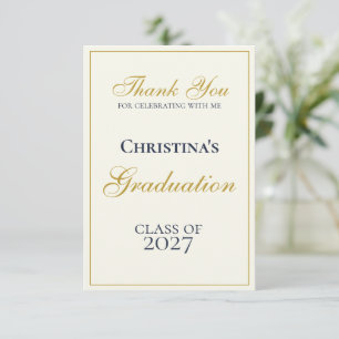 Elegante Abschlusskarte in Navyblau und Gold Dankeskarte