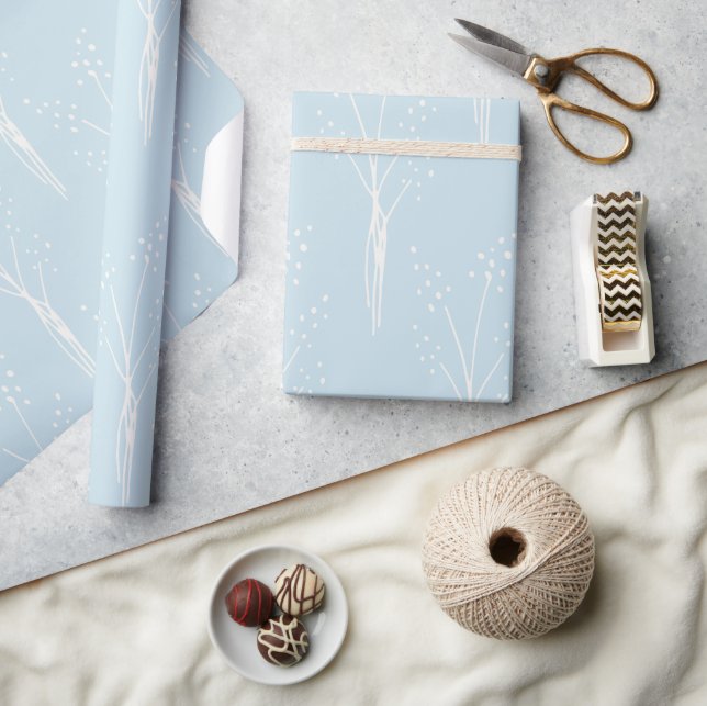 Elegante Abstrakt Blue Winter Tree Baby Dusche Geschenkpapier (Kunsthandwerk)