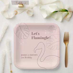 Elegante Abstrakt Lasse Flamingle Pappteller