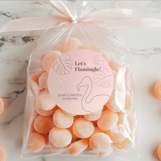 Elegante Abstrakt Lasse Flamingle Runder Aufkleber (Ready to stand out from the crowd? Say goodbye to boring mingling and hello to flamboyant flamingle!)