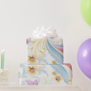 Elegante Abstrakt Pastel Paisley Lila Floral Geschenkpapier