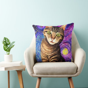 Elegante Abstrakte Airbrush-Katze Kissen
