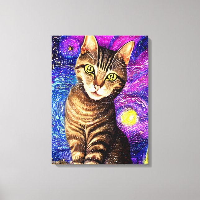 Elegante Abstrakte Airbrush-Katze Leinwanddruck (Vorderseite)