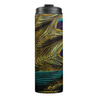 Elegante Abstrakte, Aquamarine Blue Gold Pfauenfea