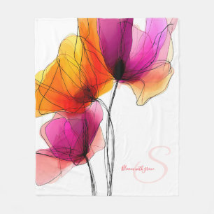 Elegante abstrakte Aquarell-Blumen individuell Fleecedecke