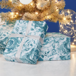 Elegante Abstrakte Blaue Flora Rose Geschenkpapier