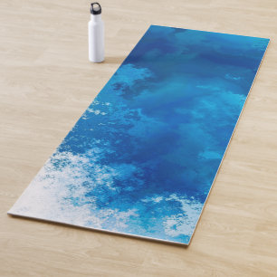 Elegante abstrakte blaue Ozeanwellen Acryl-Yogamat Yogamatte