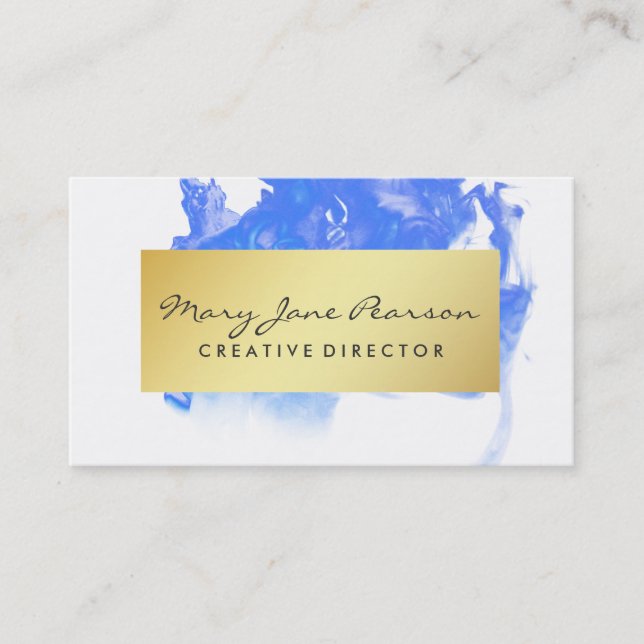 Elegante abstrakte blaue WatercolorBrushstrokes Visitenkarte (Vorderseite)