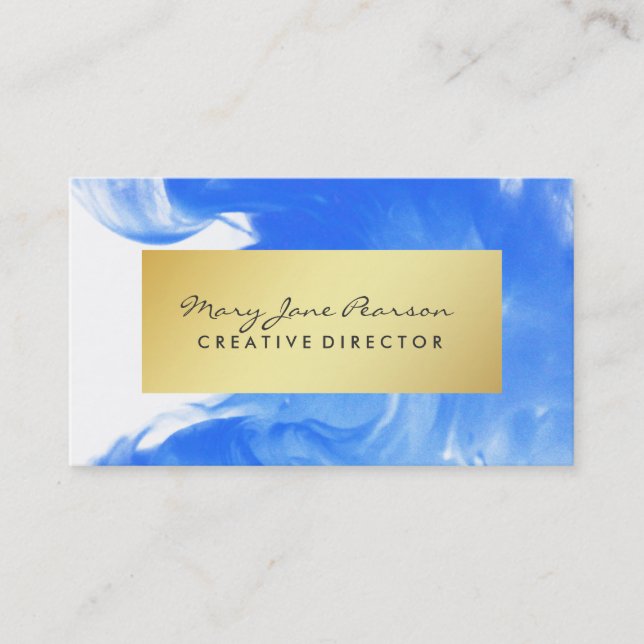 Elegante abstrakte blaue WatercolorBrushstrokes Visitenkarte (Vorderseite)
