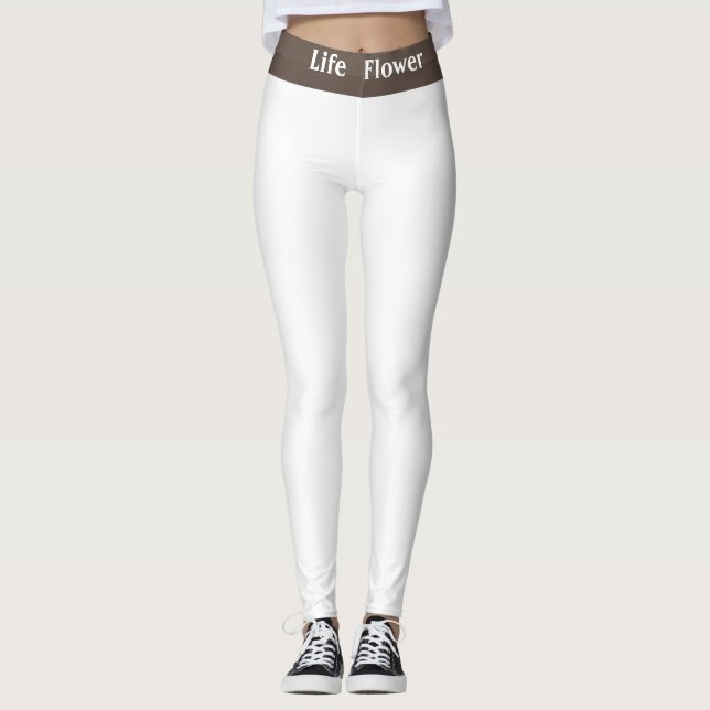 Elegante Abstrakte Blume auf Braun Leggings (Vorderseite)