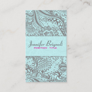Elegante Abstrakte Blume Gray & Pastel Blau 2 Visitenkarte