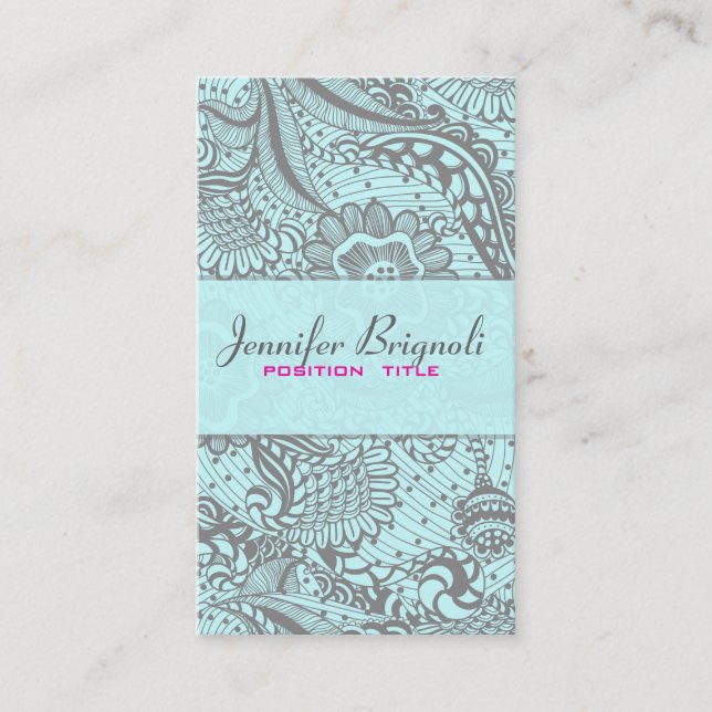Elegante Abstrakte Blume Gray & Pastel Blau 2 Visitenkarte (Vorderseite)