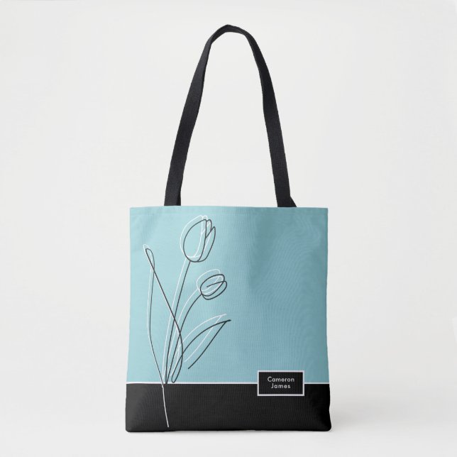 Elegante Abstrakte Blumenstrasse personalisiert Tasche (Vorderseite)