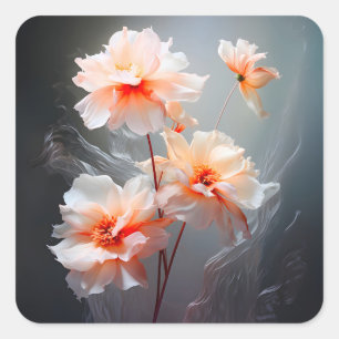 Elegante abstrakte Blush-Blume Nebeliger Fluss Quadratischer Aufkleber