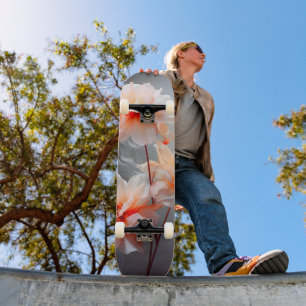 Elegante abstrakte Blush-Blume Nebeliger Fluss Skateboard