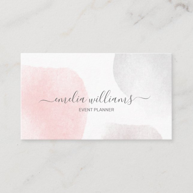 Elegante Abstrakte Blush Pink Wasserfarbensignatur Visitenkarte (Vorderseite)