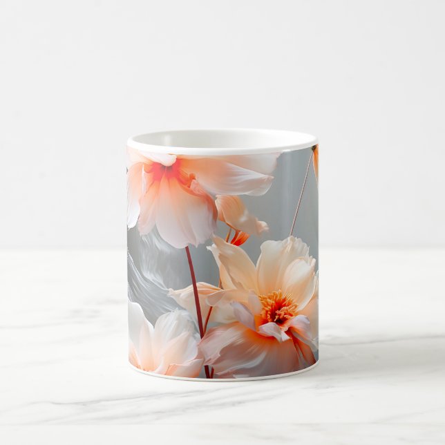 Elegante abstrakte Blütendunst-Blume Kaffeetasse (Mittel)