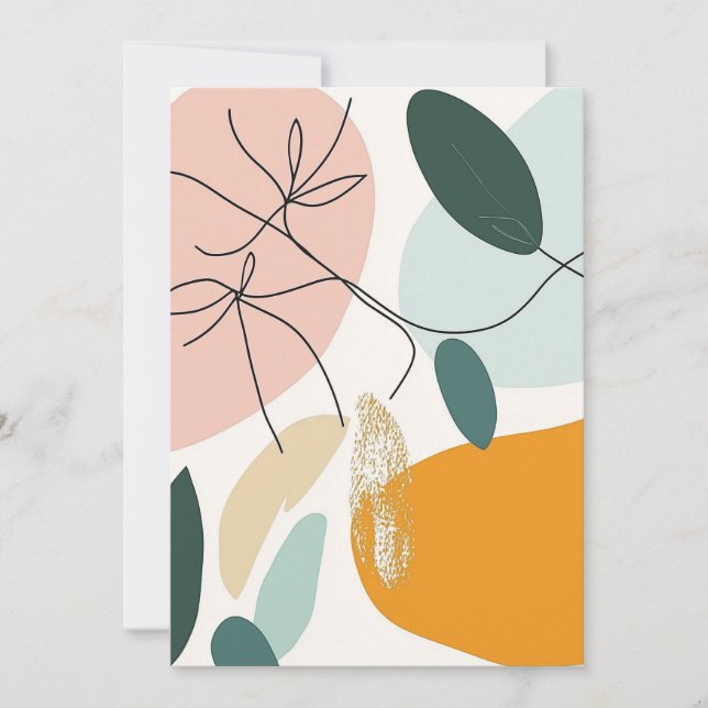 Elegante Abstrakte botanische Grußkarte Dankeskarte (Vorderseite)
