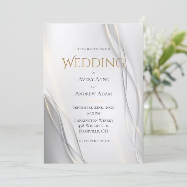 Elegante Abstrakte Einladung zur Hochzeit (Stehend Vorderseite)