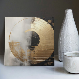Elegante abstrakte falsche Gold- und monochrome Öl Fliese
