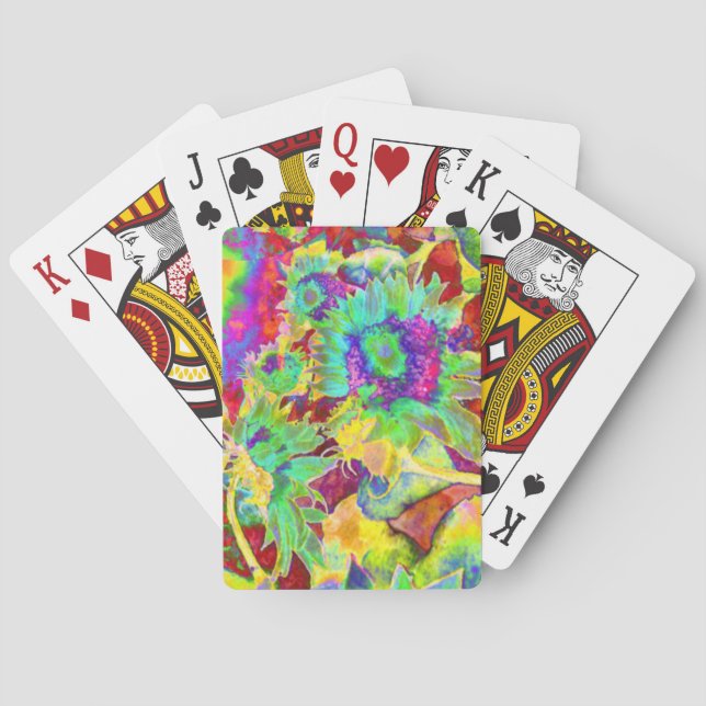 Elegante, abstrakte, farbenfrohe Sonnenblumen Spielkarten (Rückseite)