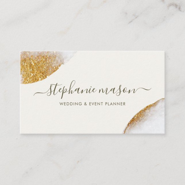 Elegante Abstrakte Gold Glitzer Wasserfarbe Telefonnummerkarte (Vorderseite)