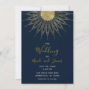 Elegante abstrakte goldene Sonnen-Mandala blaue Ho Einladung