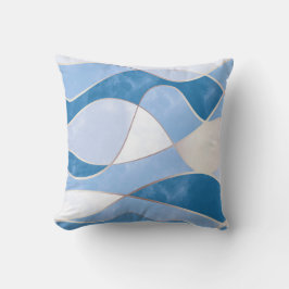 Elegante Abstrakte Goldwaves & Blue Marble Grunge  Kissen
