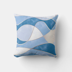 Elegante Abstrakte Goldwaves & Blue Marble Grunge  Kissen