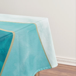 Elegante Abstrakte Goldwellen & Aquamarine Marmorg Tischdecke