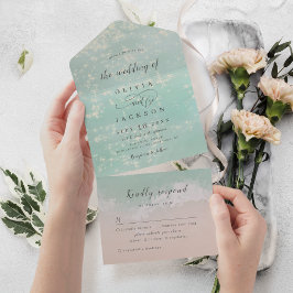 Elegante abstrakte Hochzeit am Meer All In One Einladung