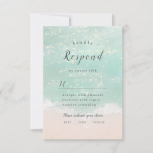 Elegante abstrakte Hochzeit am Meer RSVP Karte