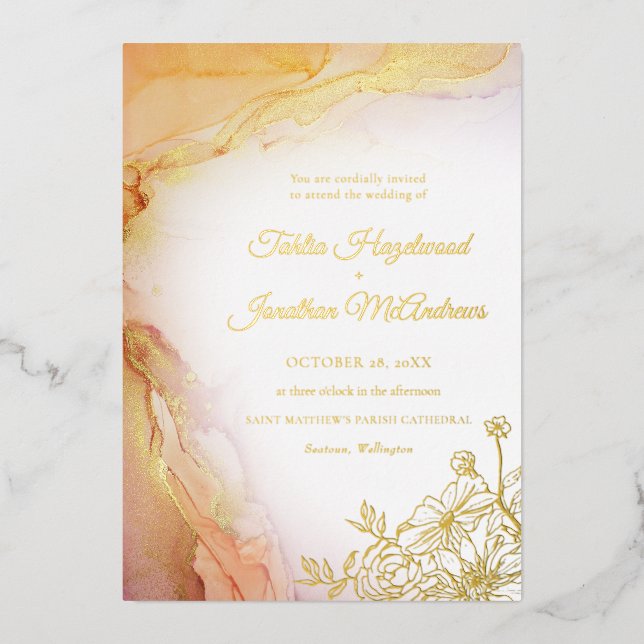 Elegante Abstrakte Hochzeit Folieneinladung (Vorderseite)
