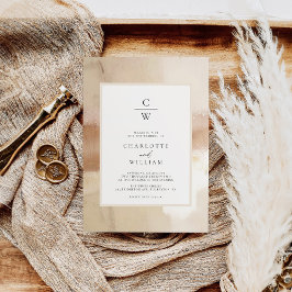 Elegante Abstrakte Hochzeit in Brushed Gold Einladung