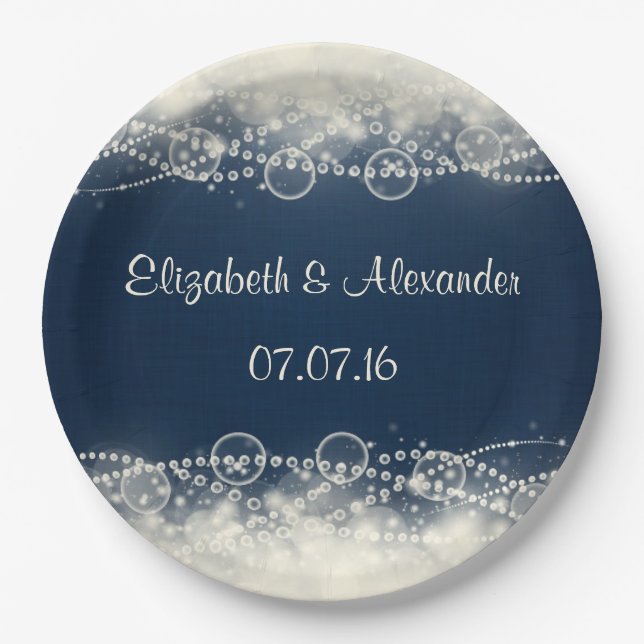 Elegante Abstrakte Hochzeit und Perlen Pappteller (Vorderseite)