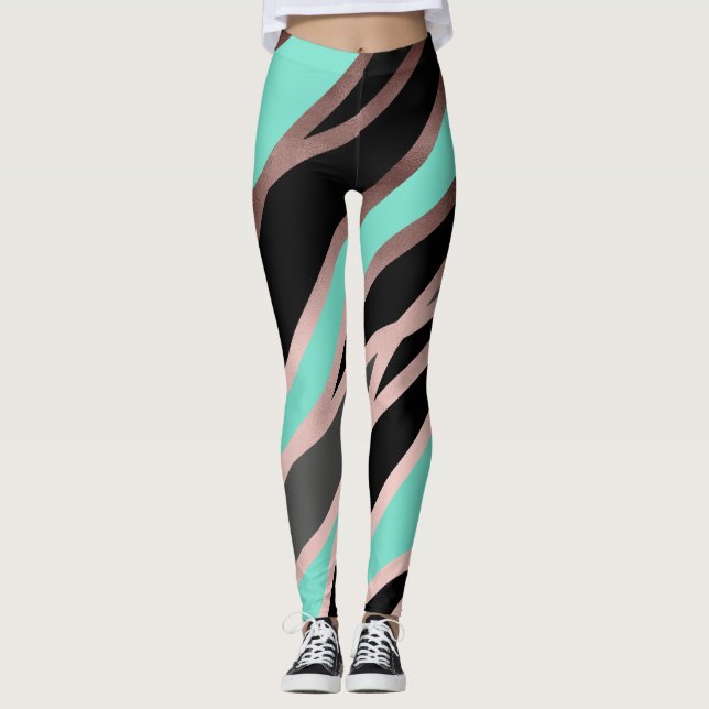 elegante abstrakte Imitate Rose Gold, schwarz-grau Leggings (Vorderseite)