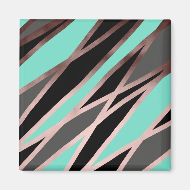 elegante abstrakte Imitate Rose Gold, schwarz-grau Magnet (Vorne)