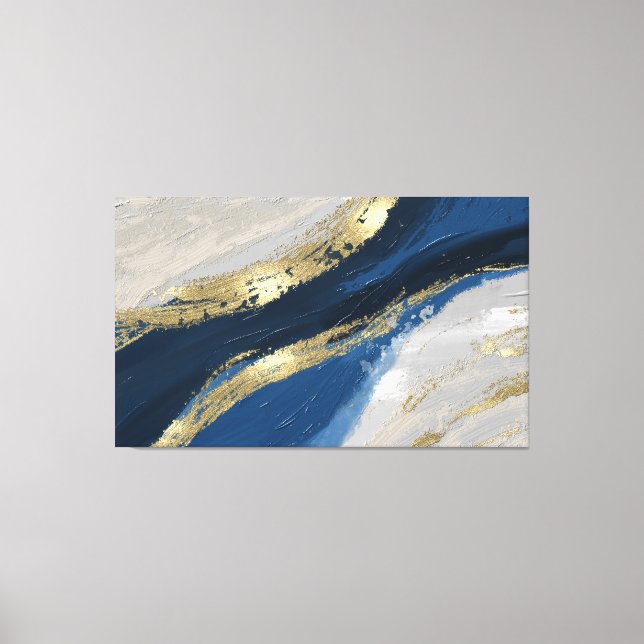 Elegante Abstrakte Kunst, Dichtung und Gold Leinwanddruck (Vorderseite)