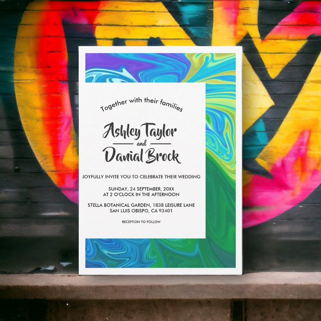 Elegante Abstrakte Kunst Moderne Kunst Hochzeit Einladung (Von Creator hochgeladen)