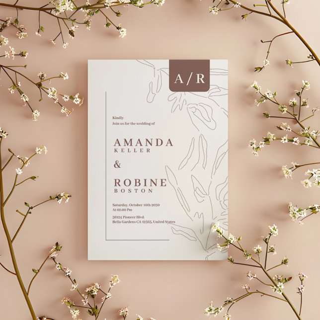 Elegante Abstrakte Minimalistische Hochzeit Einladung (Von Creator hochgeladen)