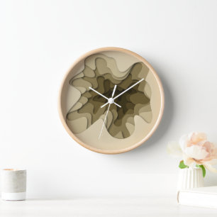 Elegante abstrakte Ombre-Braun-Schichten-Wanduhr Uhr