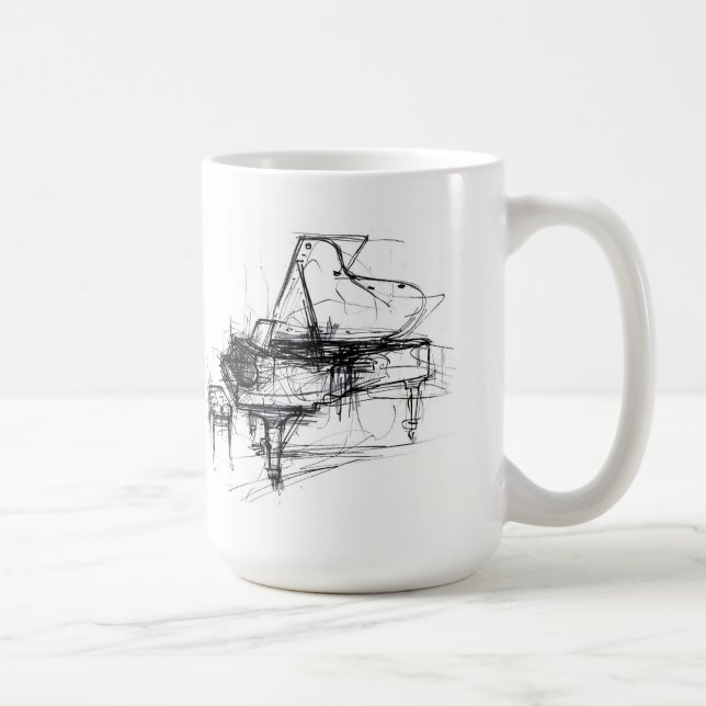 Elegante Abstrakte Piano Sketch Kaffeetasse (Rechts)