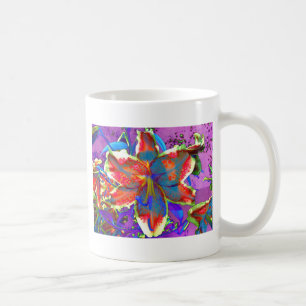 Elegante abstrakte Retroblau-Blume Kaffeetasse