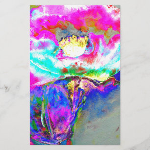 Elegante abstrakte rosa teal Blumenmalerei Briefpapier