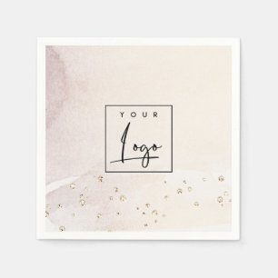 Elegante Abstrakte Rose Gold Lila Wasserfarben-Log Serviette