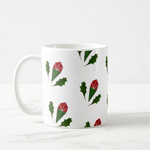 Elegante Abstrakte Rote Rosen & Blätter Blumenmust Kaffeetasse